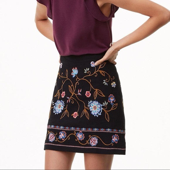 LOFT Dresses & Skirts - Loft Bohemian Floral Embroidered Skirt